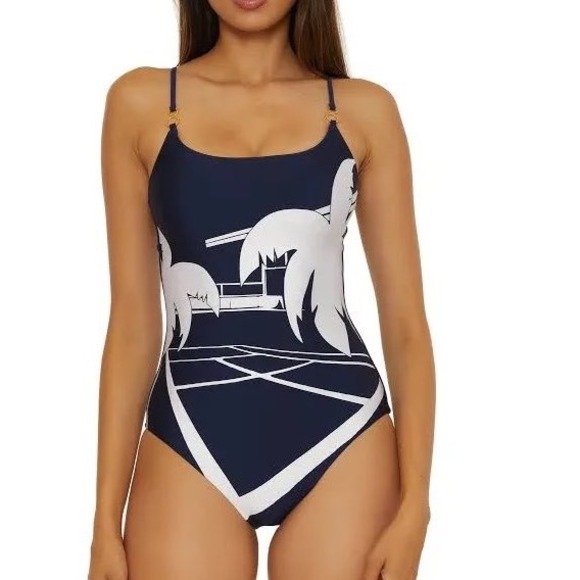 Trina Turk Tennis Scoop Neck One-Piece Swimsuit Women's Size 8 - Picture 1 of 7